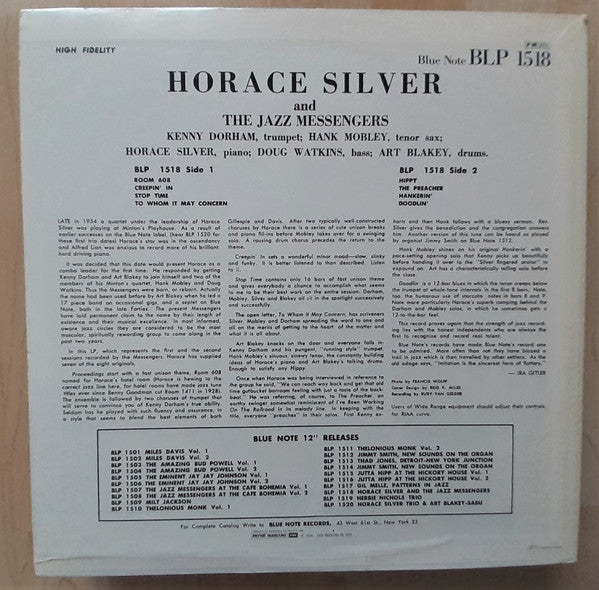 Release: Horace Silver And The Jazz Messengers-Vinyl-France-1982-BLP 1518-16022655