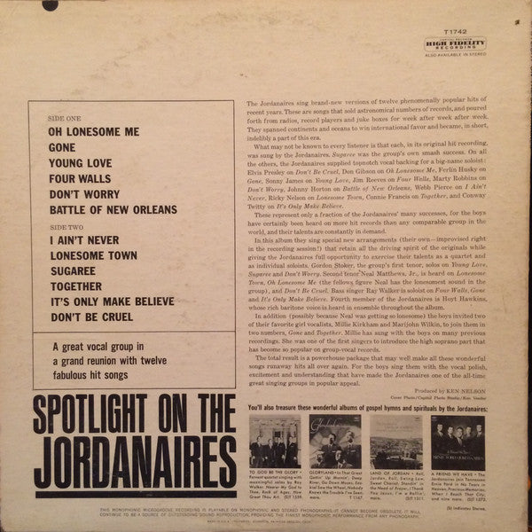 Release: Spotlight On The Jordanaires-Vinyl-US-1962-T1742, T-1742-10120212