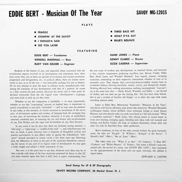Master Release: Musician Of The Year by Eddie Bert