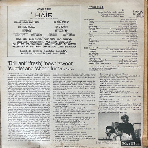 Release: Hair - The American Tribal Love-Rock Musical (The Original Broadway Cast Recording)-Vinyl-UK-1968-SF 7959-25053106