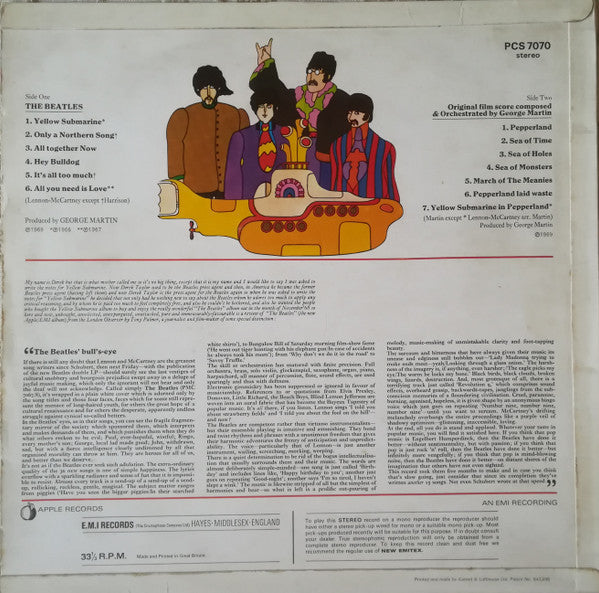 Release: Yellow Submarine-Vinyl-UK-1969-PCS 7070-14146700