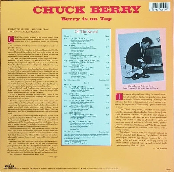 Release: Berry Is On Top-Vinyl-US-1987-CH-9256, CH-9256-12578216