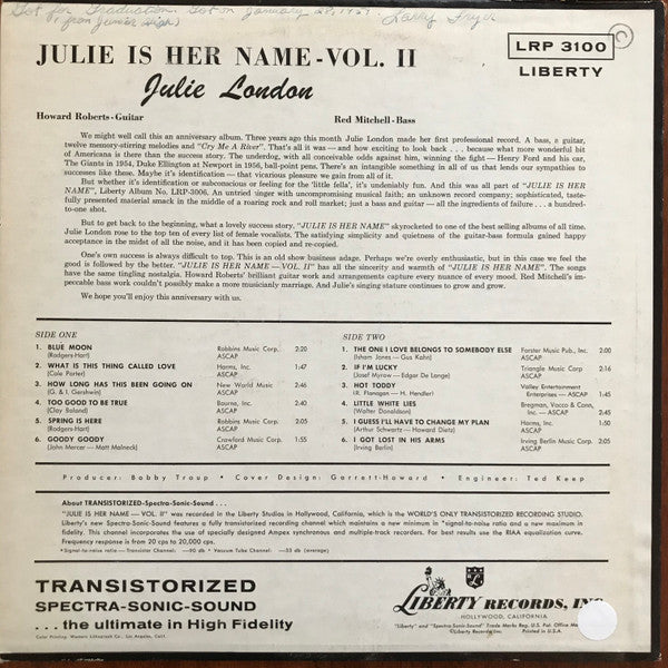 Release: Julie Is Her Name Volume II-Vinyl-US-1958-LRP 3100-14937650
