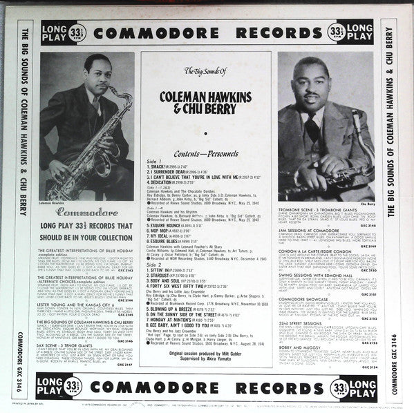 Release: The Big Sounds Of Coleman Hawkins & Chu Berry-Vinyl-Japan-1979-GXC 3146-16106939
