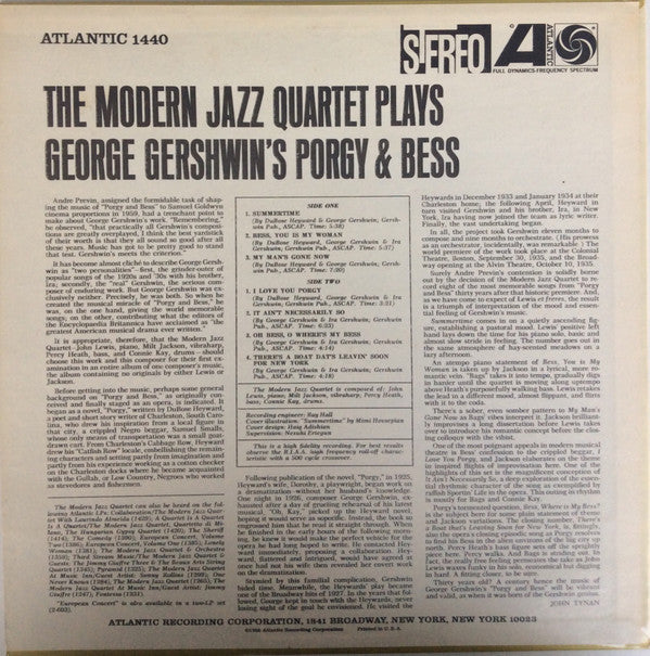 The Modern Jazz Quartet Plays George Gershwin's Porgy & Bess