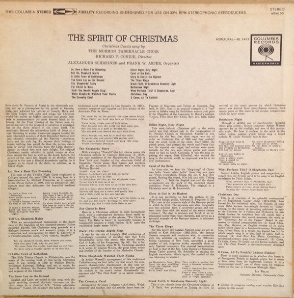 The Spirit Of Christmas: Christmas Carols Sung By The Mormon Tabernacle Choir