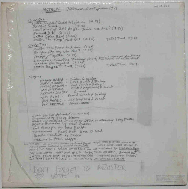 Release: Fillmore East - June 1971-Vinyl-US-1971-MS 2042, MS-2042-1770866