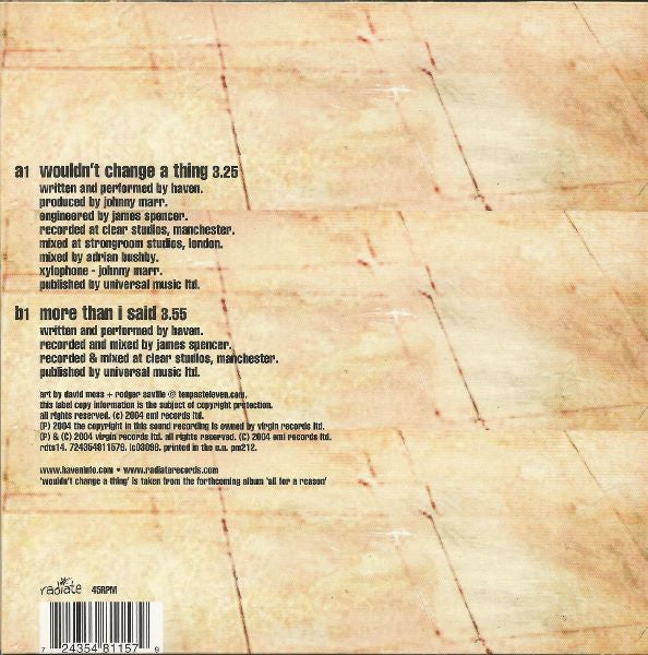 Release: Wouldn't Change A Thing-Vinyl-UK-2004-RDTS14-3230341