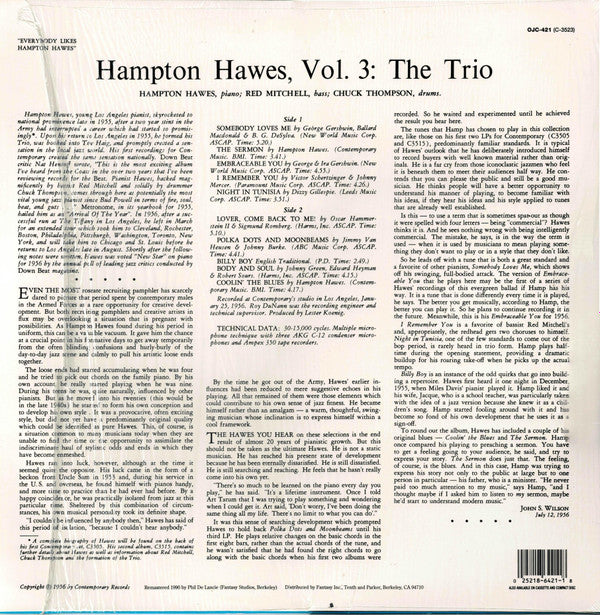 Everybody Likes Hampton Hawes, Vol. 3: The Trio