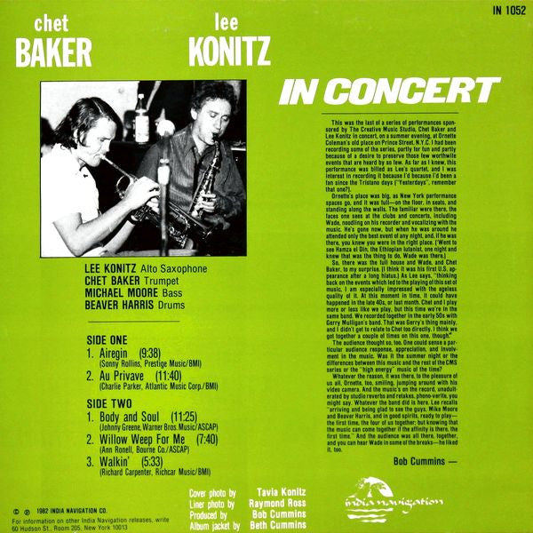 Master Release: In Concert by Chet Baker
