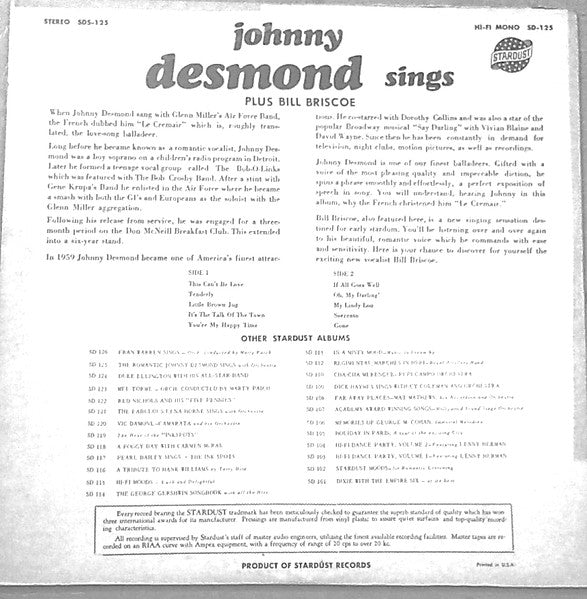 Master Release: Johnny Desmond Sings by Johnny Desmond