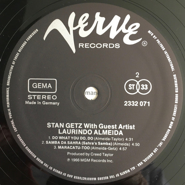 Stan Getz With Guest Artist Laurindo Almeida