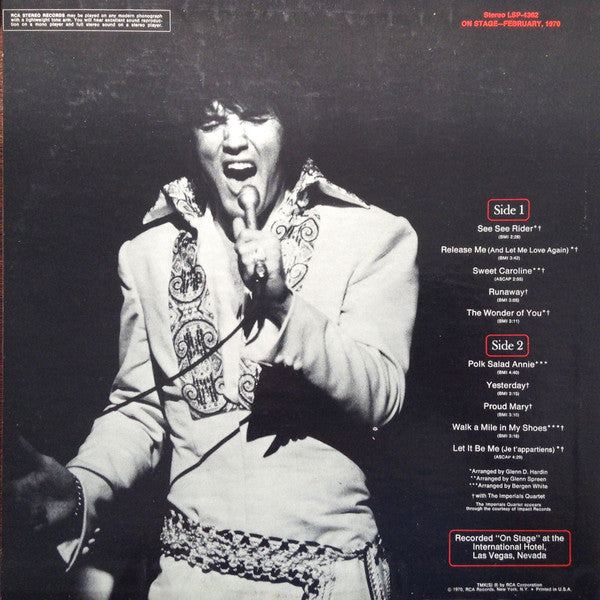 Release: On Stage (February, 1970)-Vinyl-US-1970-LSP-4362-9131853