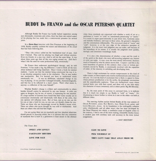 Release: Buddy De Franco And The Oscar Peterson Quartet-Vinyl-Japan-1979-MV 2633-6382907