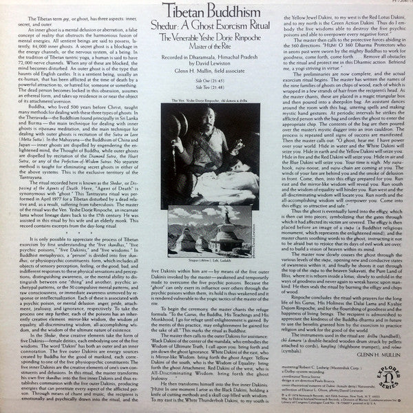 Release: Tibetan Buddhism Shedur: A Ghost Exorcism Ritual-Vinyl-US-1978-H-72081-2191963