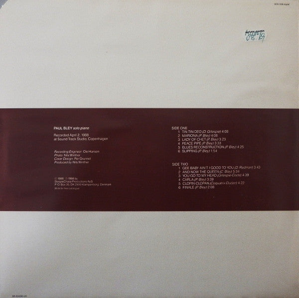 Release: Solo Piano-Vinyl-Denmark-1988-SCS 1236, SCS-1236-4518373