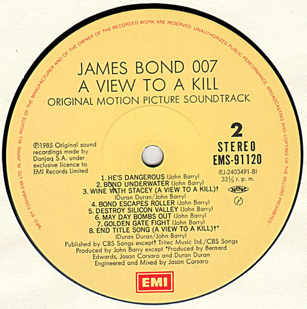 007／美しき獲物たち = A View To A Kill (Original Motion Picture Soundtrack)
