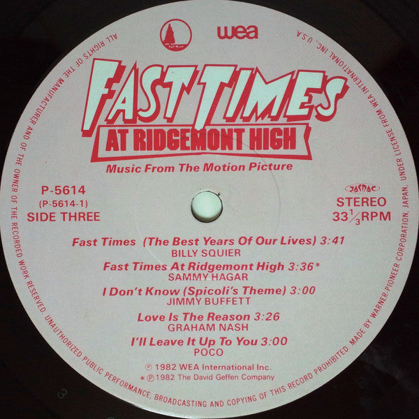 Fast Times At Ridgemont High • Music From The Motion Picture