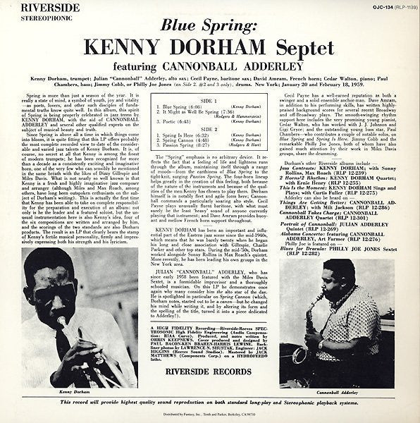 Release: Blue Spring-Vinyl-US-1984-OJC-134, RLP-1139-2360786