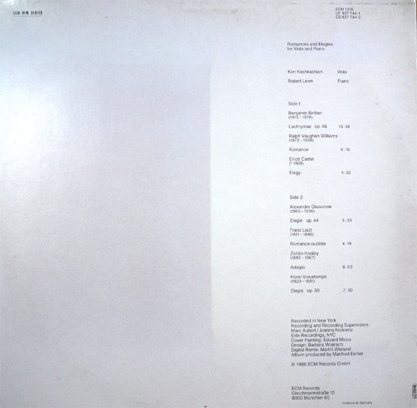 Release: Elegies-Vinyl-Germany-1986-ECM 1316, 827 744-1-1604424