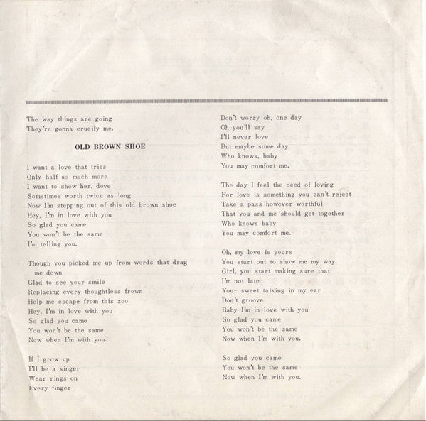 ジョンとヨーコのバラード = The Ballad Of John And Yoko / オールド・ブラウン・シュー = Old Brown Shoe