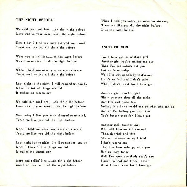 The Night Before / Another Girl