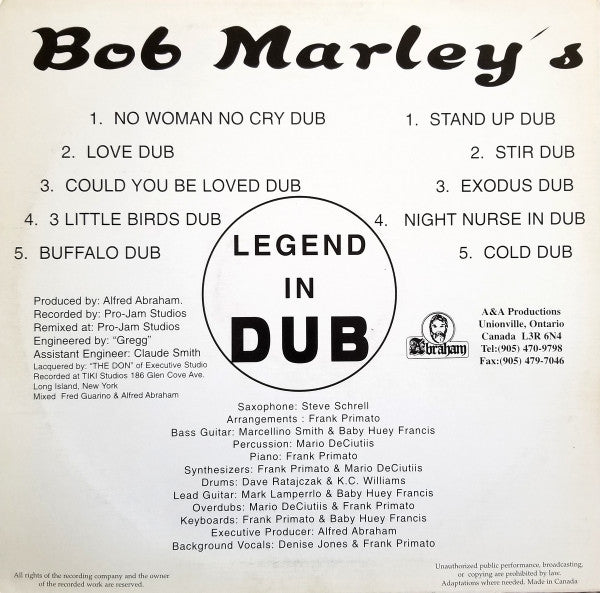 Release: Bob Marley's Legend In Dub-Vinyl-Canada-2003-AALP 678-1563653