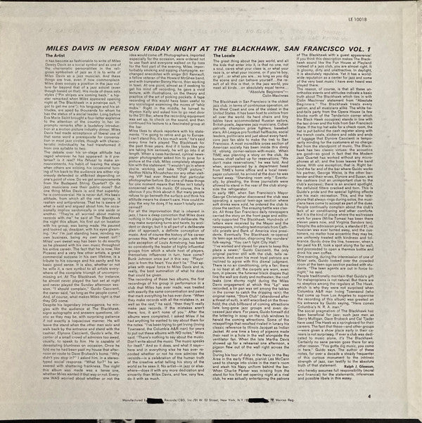 Release: In Person, Friday Night At The Blackhawk, San Francisco, Volume I-Vinyl-US-1973-LE 10018-1689341