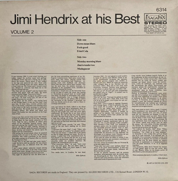 Jimi Hendrix At His Best (Volume 2)