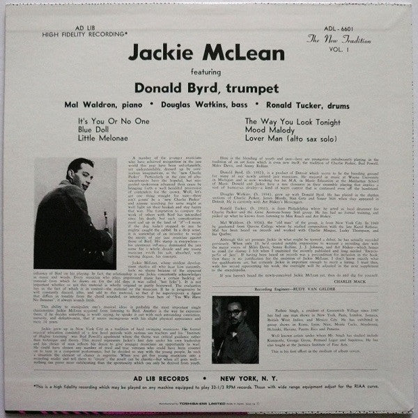 Release: Presenting... Jackie McLean: The New Tradition-Vinyl-Japan-1991-AD 6601-4371520