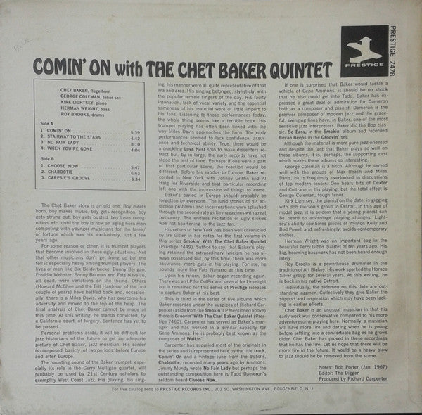 Comin' On With The Chet Baker Quintet