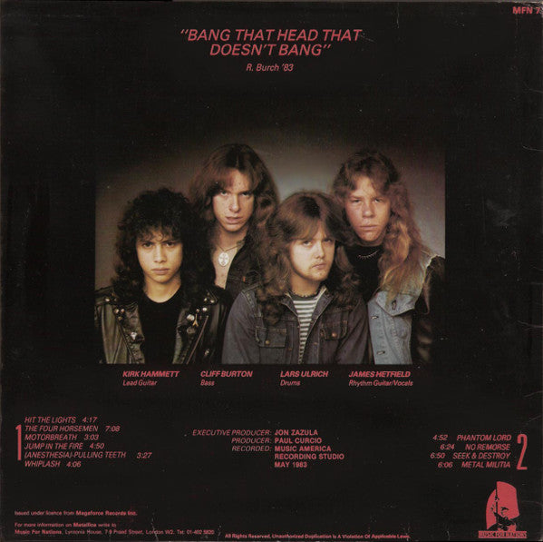 Release: Kill 'Em All-Vinyl-UK-1983-MFN 7-2352206