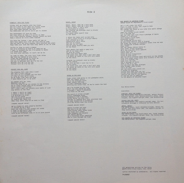 The Heart Of Saturday Night = 土曜日の夜