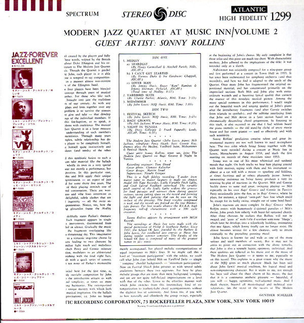 The Modern Jazz Quartet At Music Inn —  Volume 2