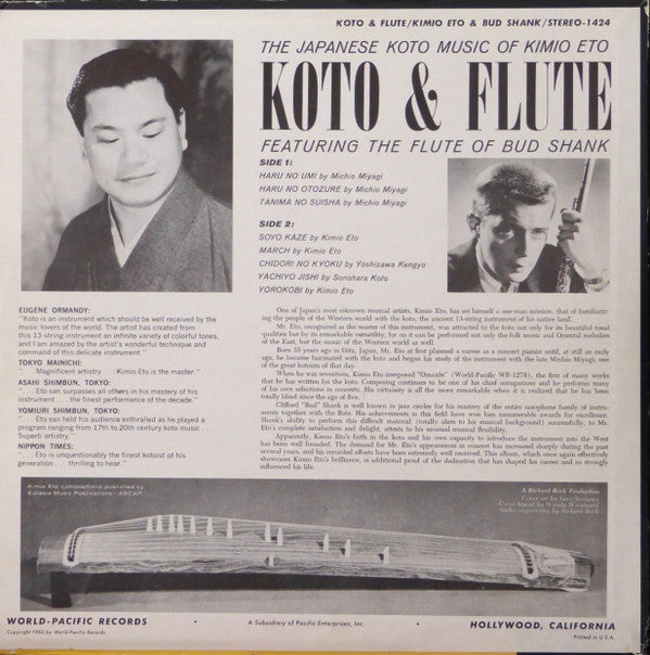 Koto & Flute  The Japanese Koto Music Of Kimio Eto Featuring The Flute Of Bud Shank