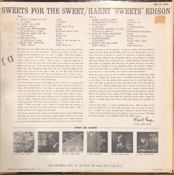 Master Release: Sweets For The Sweet by Harry Edison