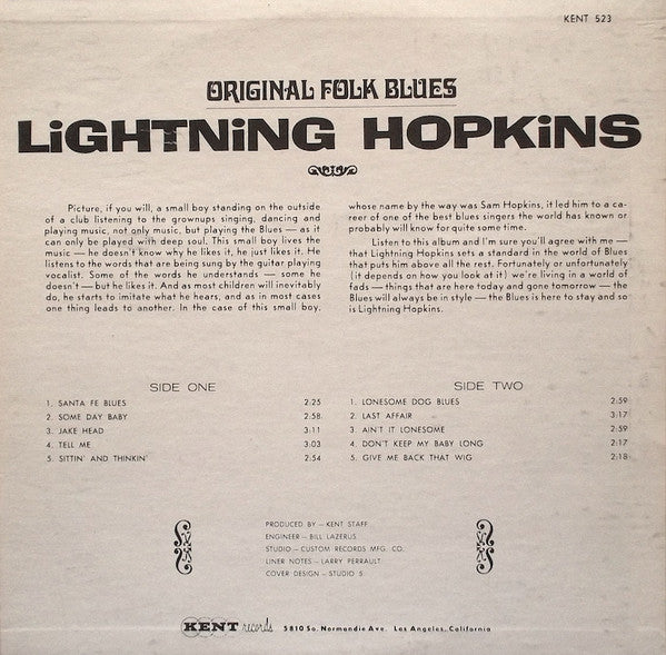 Master Release: Sings The Blues by Lightnin' Hopkins
