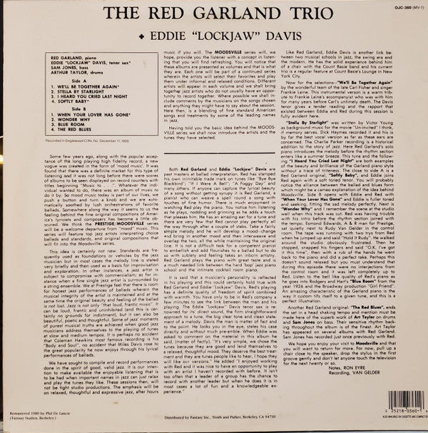 Master Release: Moodsville Volume 1 by The Red Garland Trio