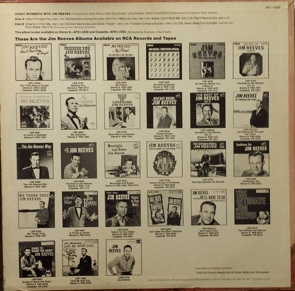 Release: Great Moments With Jim Reeves-Vinyl-US-1973-APL1-0330-7477805