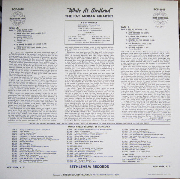 Master Release: While At Birdland by The Pat Moran Quartet