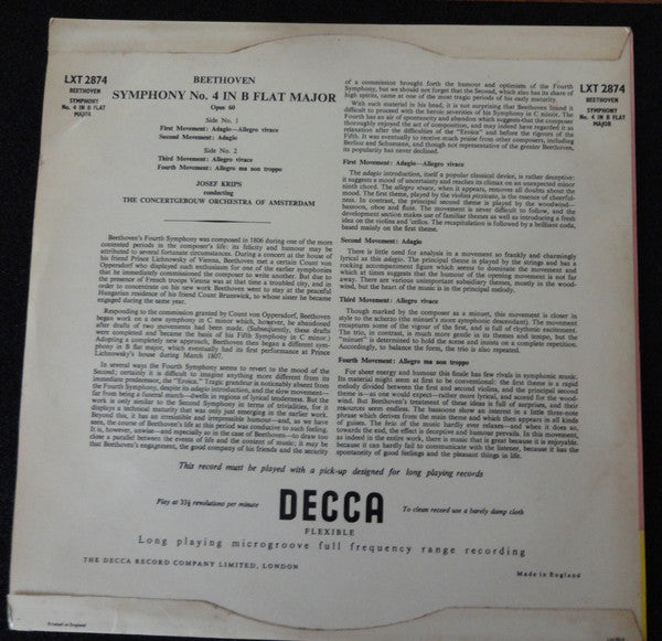 Symphony No. 4 In B Flat Major, Opus 60