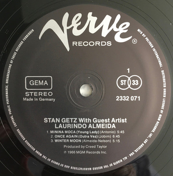 Stan Getz With Guest Artist Laurindo Almeida