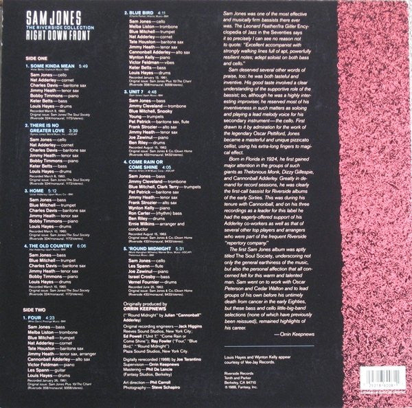 Release: Right Down Front - The Riverside Collection-Vinyl-US-1988-OJC-6008, OJC-6008-5882656