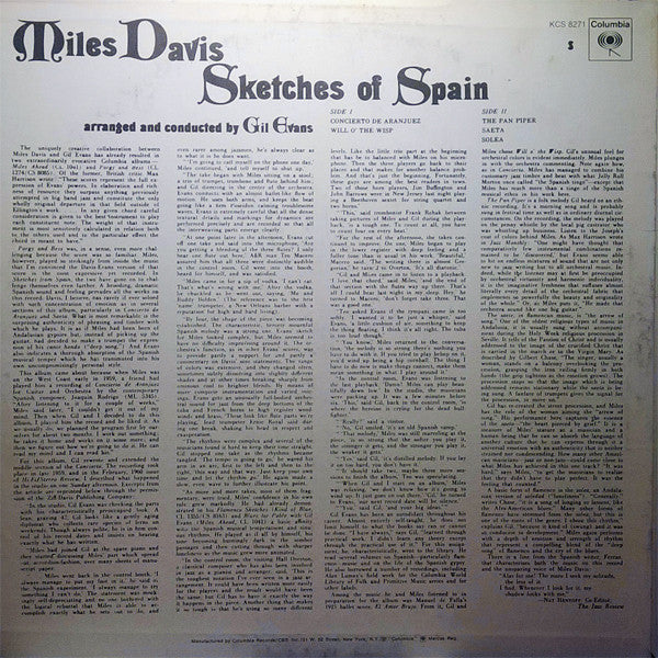 Release: Sketches Of Spain-Vinyl-US-None-PC 8271, KCS 8271, CL 1480-3965349