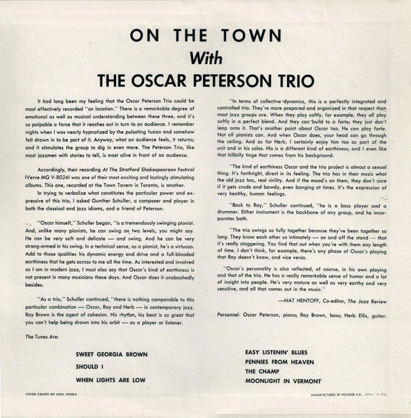 On The Town With The Oscar Peterson Trio