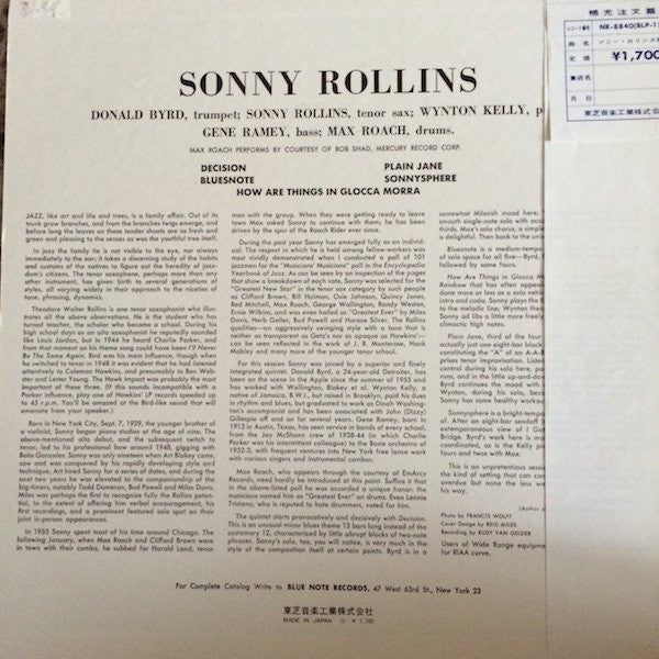 Release: Sonny Rollins Volume 1-Vinyl-Japan-1971-NR-8840, BLP-1542-5891077