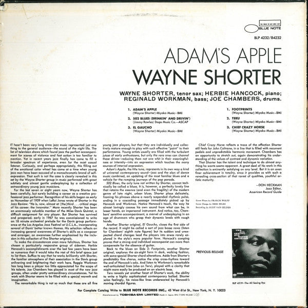 Release: Adam's Apple-Vinyl-Japan-1985-BNJ 71093, BST 84232-4036912
