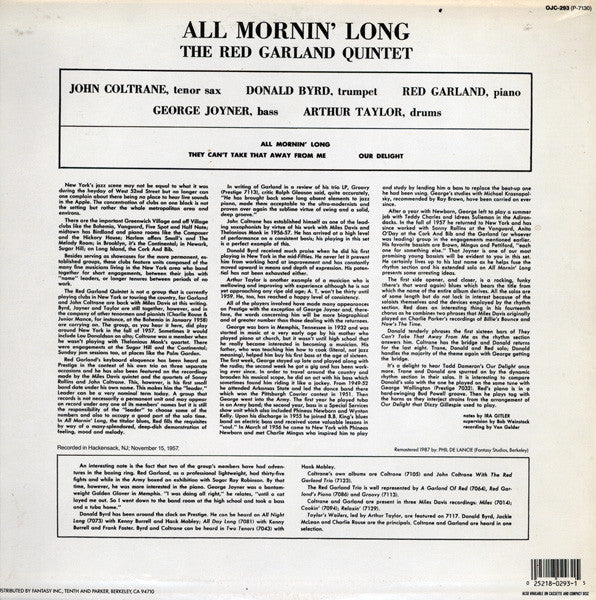Release: All Mornin' Long-Vinyl-US-1987-P-7130, OJC-293-3108787