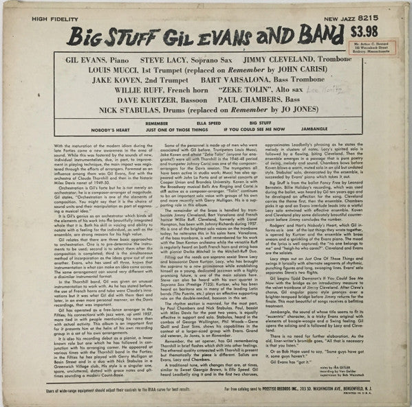 Release: Gil Evans & Ten-Vinyl-US-1959-8215, NJLP 8215-3377411