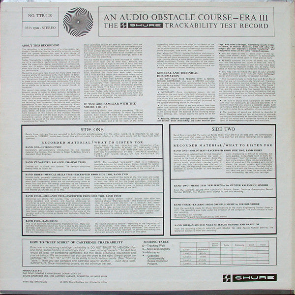 Audio Obstacle Course - Era III (The Shure Trackability Test Record)